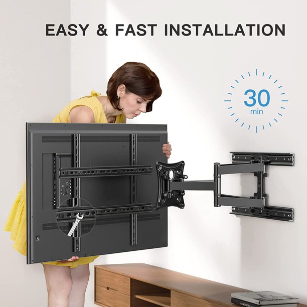 Full Motion TV Wall Mount Bracket for Most 17-55 Inches Flat Curved TVs, Holds up to 88lbs, Max 400mmX400mm - Walmart.com