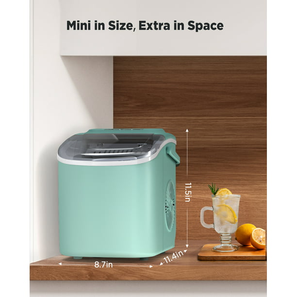 Ice Makers Countertop with Handle, 9pcs/6min, 26lbs/24h, w/ 2 Sizes Bullet-Shaped Ice, Self-Cleaning, w/Scoop & Basket for Home, Kitchen, Office, Bar, Party, Green - Walmart.com