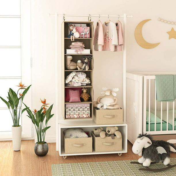 6-Shelf Hanging Closet Organizer with 3 Removable Drawers & Side Pockets Hanging Shelf Organizer for Closet, 11.4''W x 12''D x 43.3''H - Walmart.com