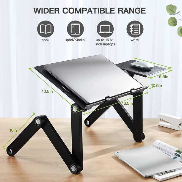 Myfurnideal Adjustable Laptop Table Stand for 15.6 Inch Laptops Portable Lap Desk with 2 CPU Fans, Detachable Mouse Pad for Sitting , Standing - Walmart.com