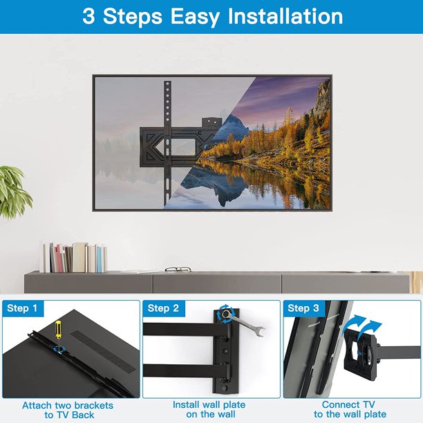 Full Motion TV Wall Mount for Most 26-60 Inch TVs Single Articulating Arms TV Bracket, Hold up to 77lbs, Max 400x400mm, Support Swivel, Tilt, Level Adjustment - Walmart.com