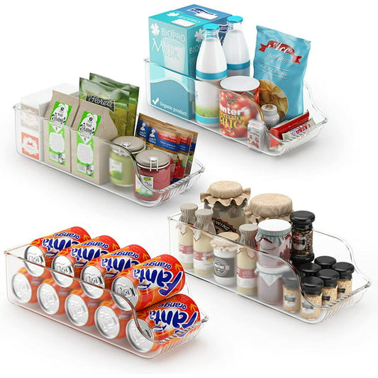 4 Pack Refrigerator Organizer Bins Stackable Plastic Clear Pop Soda Can Dispenser Holder for Fridge, Freezer, Pantry, Kitchen, Countertop and Cabinet - Walmart.com