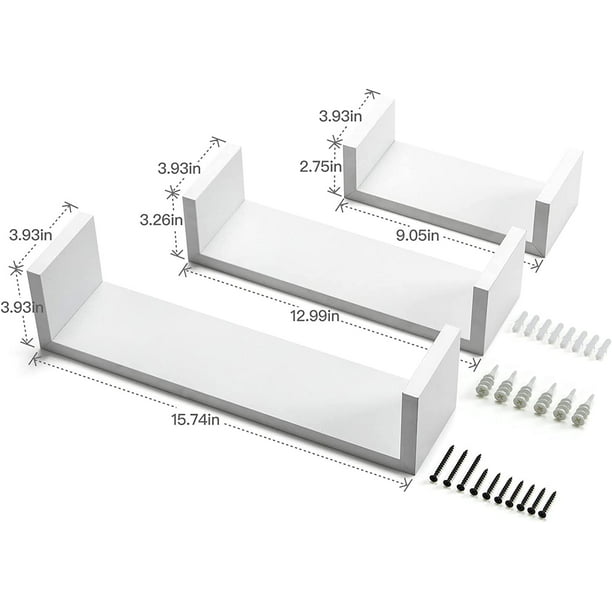 Myfurnideal 3 Sets Floating Shelves Wall Mounted U Shelf White Storage Shelves for Bathroom, Bedroom, Living Room, Kitchen - Walmart.com