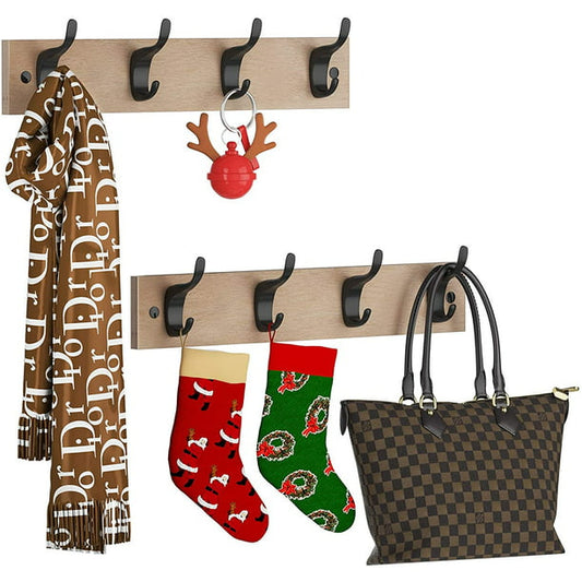 Myfurnideal 2 Packs Coat Rack Wall Mount Hooks Coat Hat Hanger for Wall Organized and Storage in Living Room, Bedroom, Light Brown - Walmart.com