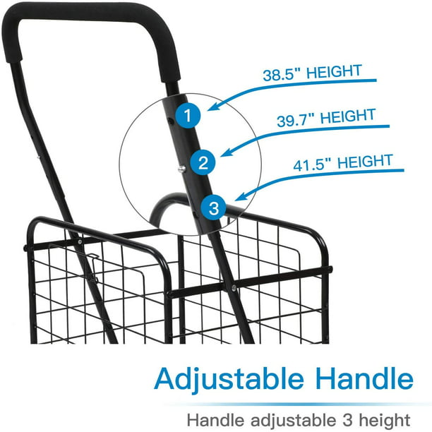 Folding Shopping Cart with Dual Swivel Wheels for Groceries, Holds up to 66Ibs - Walmart.com