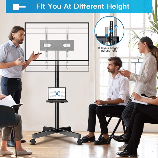 Mobile TV Stand for 23-60 Inch Screen TVs Tilt TV Cart with Shelf for Home Office, Holds up to 88Lbs, Max 400x400 mm - Walmart.com
