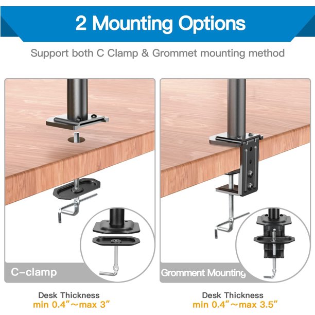 Single Monitor Stand Mount, Height Adjustable Stand Fits 13" to 32" Screen
