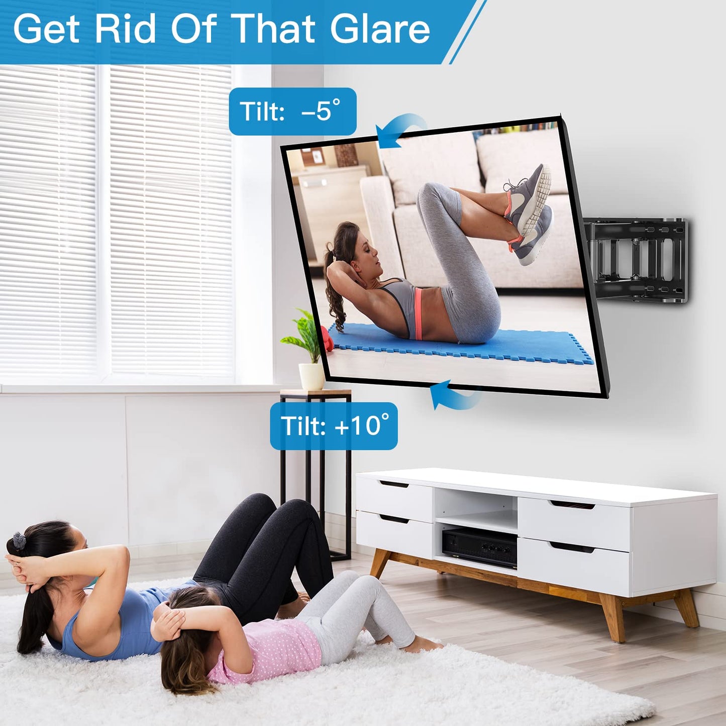 MountFTV Full Motion Dual Articulating Arms Extension Rotation Tilt TV Wall Mount for 37-75 inch LED LCD OLED 4K Flat Curved TV, Max 600x400mm, Holds up to 132 lbs