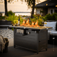 43" Propane Fire Pits for Outside 60,000 BTU Gas Fire Pit Table for Outside with Lid , Glass Beads, Cup Holders, Hanging Shelf & Nylon Cover, Rectangle