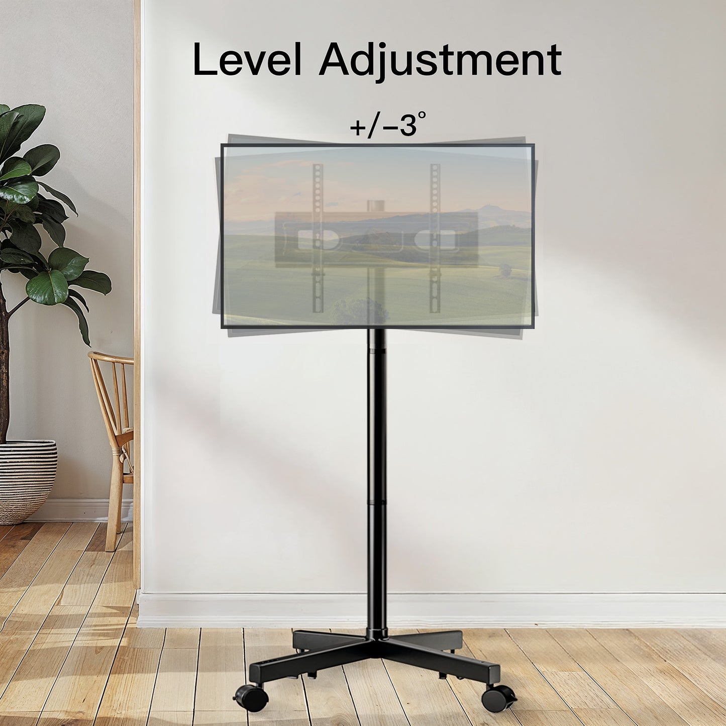 MountFTV Rolling TV Stand for 22-60 inch,Mobile TV Stand Holds up to 90lbs with Height Adjustable,TV Cart with Locking Wheels Max 400x400mm