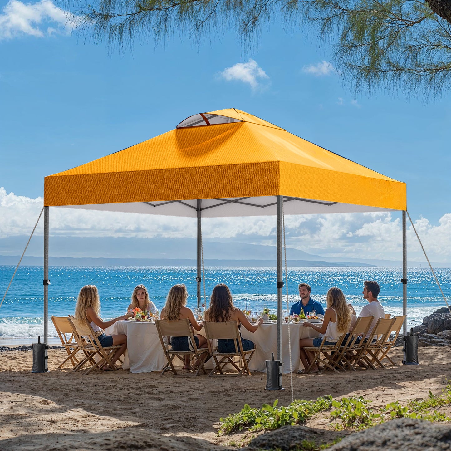 CHITOOMA 10 x 10ft Pop up Canopy Tent, Instant Outdoor Shelter Easy Portable Straight Leg Canopy Tent, Orange