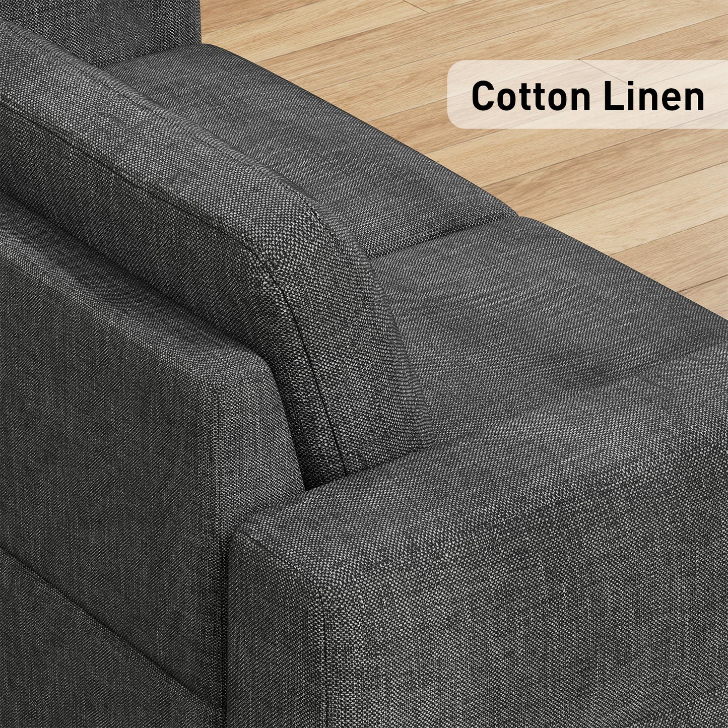 CHITOOMA 60'' Linen Pull Out Sofa Bed Convertible Sleeper Couch with Charging Port, Upholstered Sectional Sofa with 2 Pillows, Reclining Sofas for Living Room, Gray