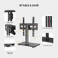 MountFTV Modern Black Universal Table Top Swivel TV Stand TV Mount Glass Base for 32-65 inch LCD LED TVs, up to 35° Swivel, Alloy Steel