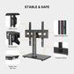 MountFTV Modern Black Universal Table Top Swivel TV Stand TV Mount Glass Base for 32-65 inch LCD LED TVs, up to 35° Swivel, Alloy Steel