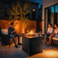 28" Propane Fire Pit Table with Lid and Rock, 60,000 BTU Gas Fire Pit for Outside Patio Garden Party