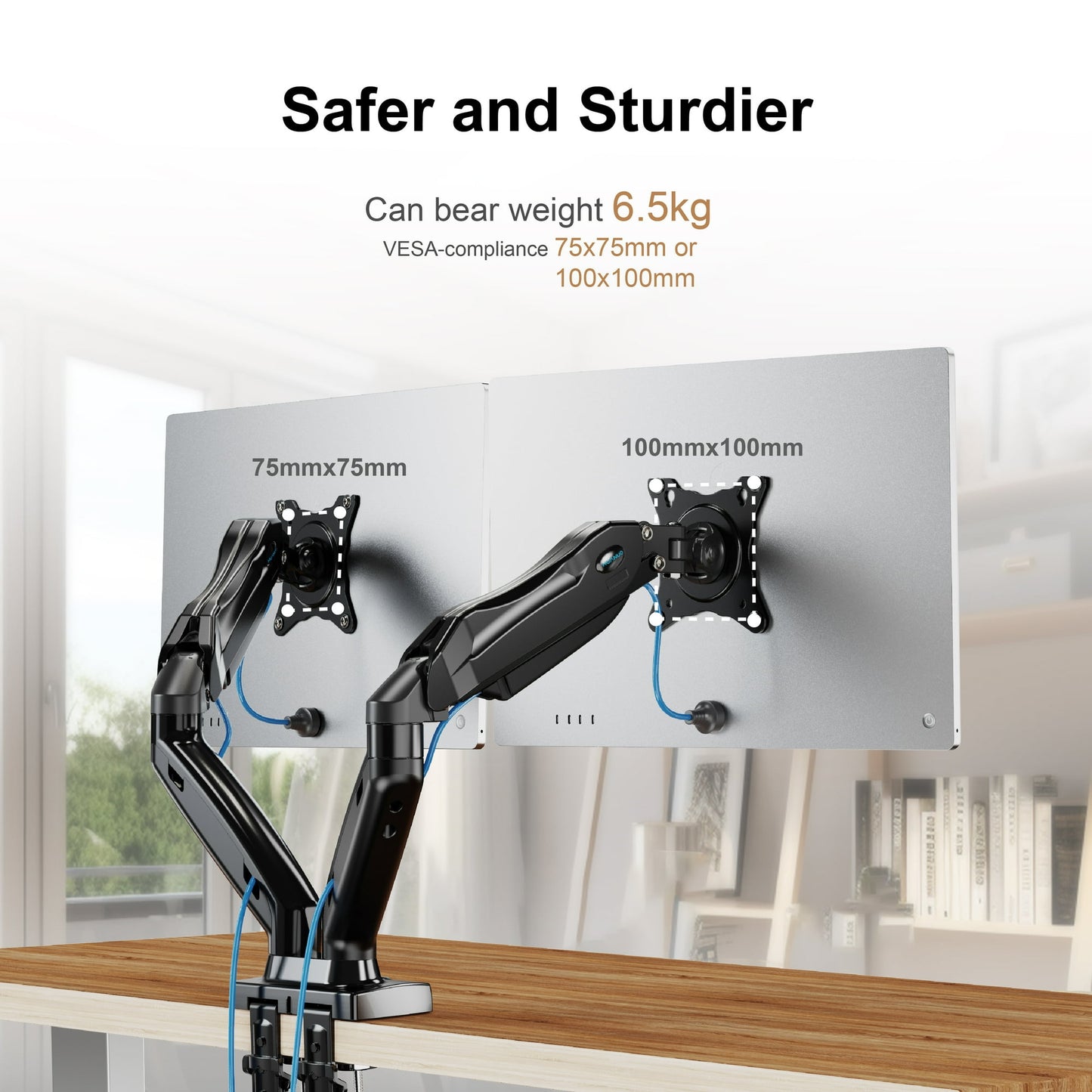 PERLESMITH Dual Monitor Stand, Desk Mount Base for 17-27 inch Computer Screens