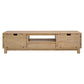 Mid-Century Modern Low Profile Entertainment TV Stand for 65/60/55 inch TV, Farmhouse Entertainment Center with 2 Fluted Door and Storage Living Room, Nature
