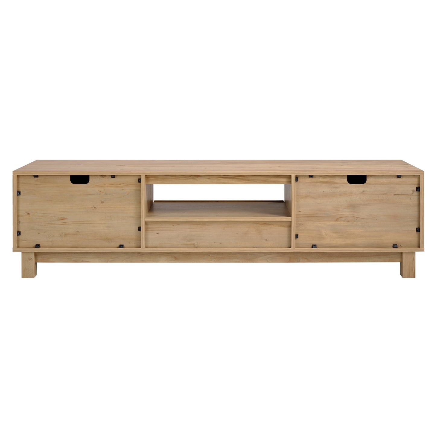 Mid-Century Modern Low Profile Entertainment TV Stand for 65/60/55 inch TV, Farmhouse Entertainment Center with 2 Fluted Door and Storage Living Room, Nature