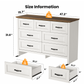 Farmhouse 7 Drawer Double Dresser for Bedroom, 47.2"W Contemporary Wood Chest of Drawer Storage Cabinet for Living Room, Hallway, Entryway, Nursery Room, White & Brown