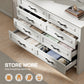 Farmhouse 8 Drawer Horizontal Dresser for Bedroom, Modern White Chest of Drawers Wood Storage Cabinet for Living Room, Hallway, Entryway, Nursery Room