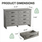 Farmhouse 8 Drawer Horizontal Dresser for Bedroom, Modern Gray Chest of Drawers Wood Storage Cabinet for Living Room, Hallway, Entryway, Nursery Room