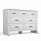 Farmhouse 7 Drawer Double Dresser for Bedroom, 47.2"W Contemporary Wood Chest of Drawer Storage Cabinet for Living Room, Hallway, Entryway, Nursery Room, White