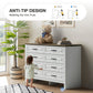 Farmhouse 8 Drawer Horizontal Dresser for Bedroom, Modern Chest of Drawers Wood Storage Cabinet for Living Room, Hallway, Entryway, Nursery Room, White & Brown