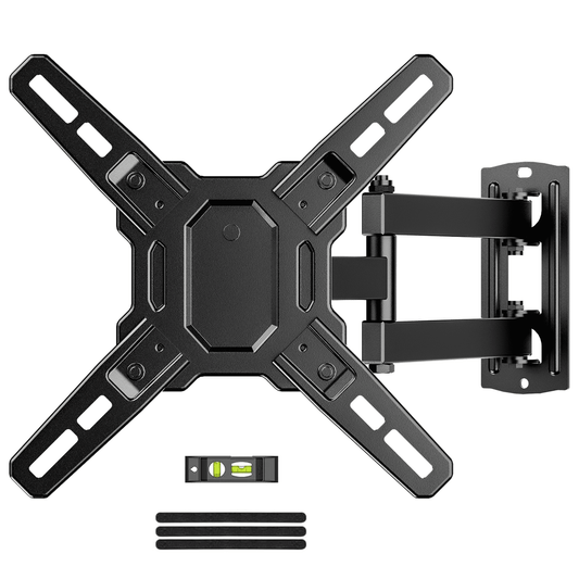 MountFTV Full Motion TV Wall Mount Bracket 360°Rotation for 13-42 inch Flat Curved Screen Universal TVs & Monitors, Max 200x200mm, Holds up to 44 lbs