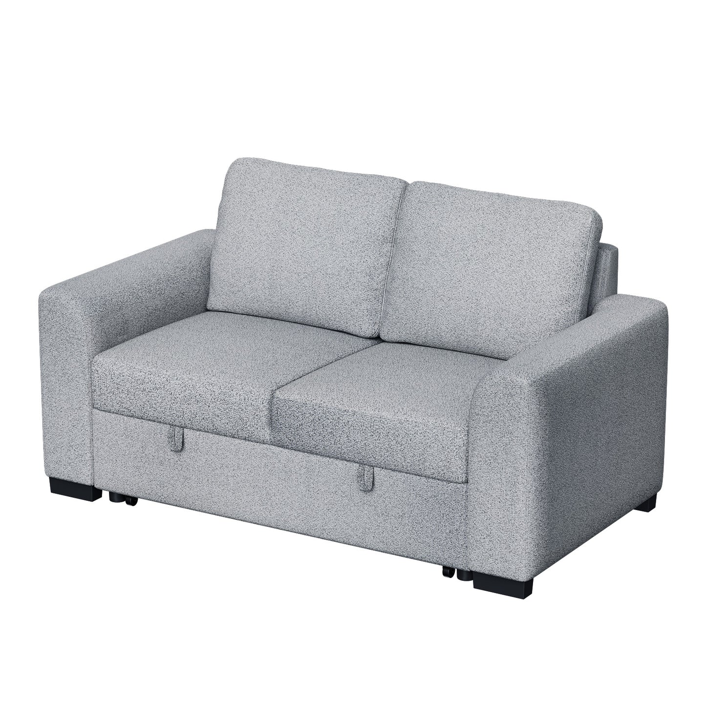 CHITOOMA 60'' Pull Out Sofa Bed Convertible Sleeper Couch with Charging Port, Upholstered Sectional Sofa with 2 Pillows, Reclining Sofas for Living Room, Light Gray