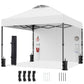 CHITOOMA 10 x 10ft Pop up Canopy Tent, Instant Outdoor Shelter Easy Portable Straight Leg Canopy Tent with Pockets Sidewall, White