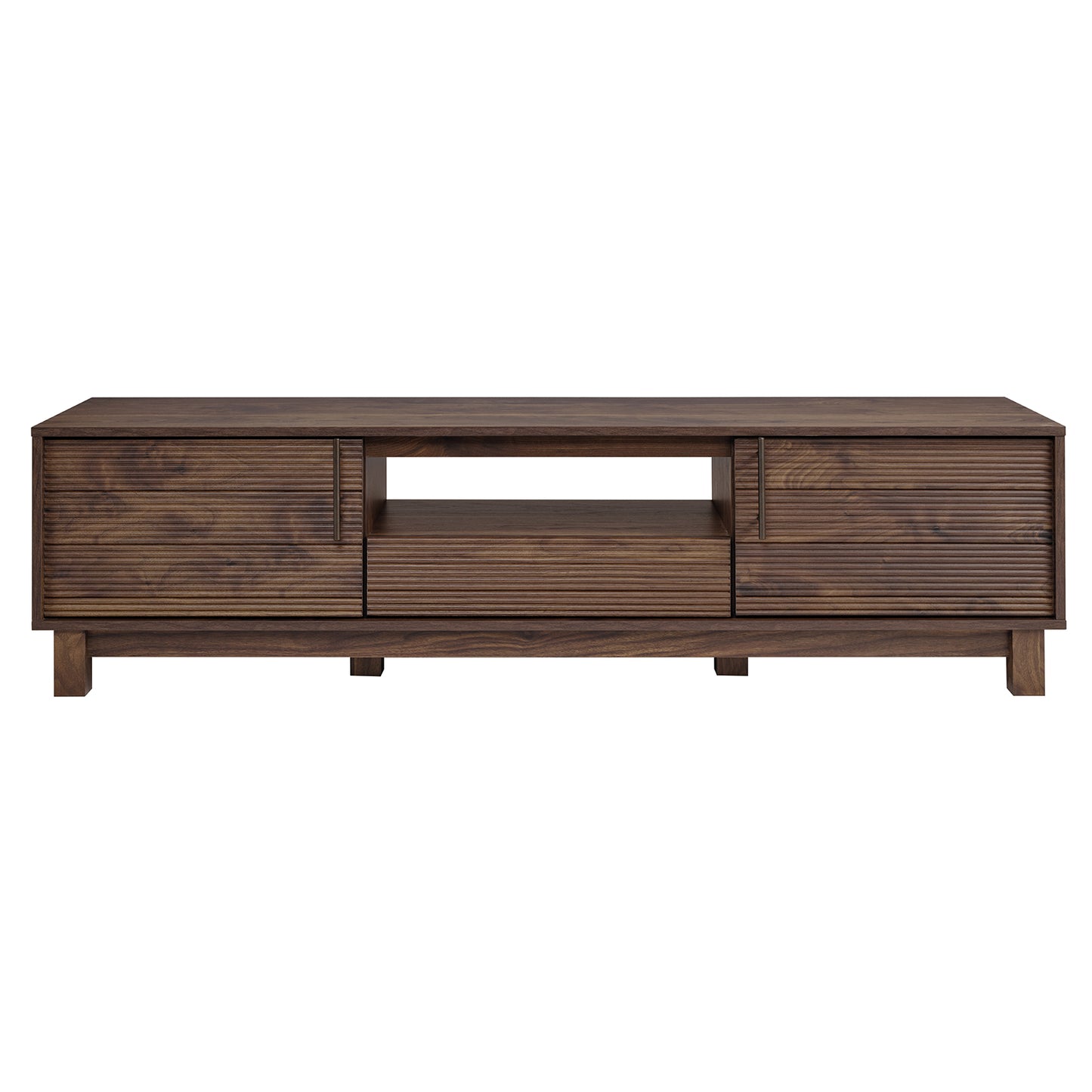 Mid-Century Modern TV Stand for 65″ TVs, Wood TV Console with Reeded 2-Door for Living Room, Brown