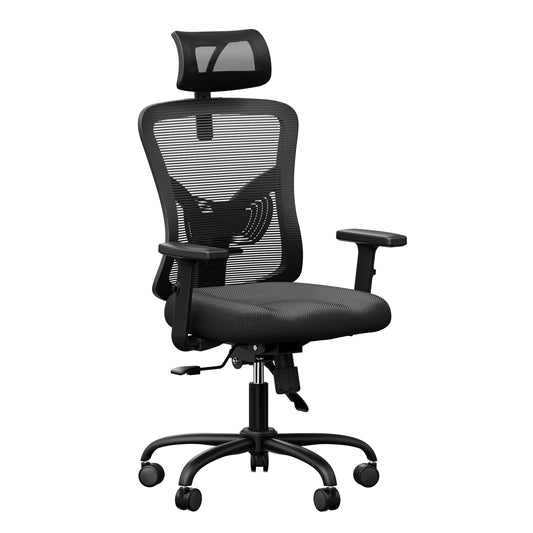 Kyspho Ergonomic Office Chair with Padded Lumbar Support, 2D Headrest, Adjustable Armrests, Upgraded Contoured Seat Cushion, 130° Rocking Tilt, Computer Chair for Home Office