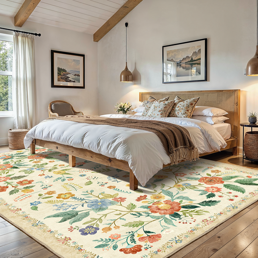 6'x9' Boho Area Rugs for Living Room, Machine Washable Stain Resistant Non-Shed Carpet, Area Rug with Non-Slip Backing for Bedroom, Dining Room, Dorm, Office