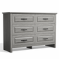 Farmhouse 6 Drawer Dresser for Bedroom, 47.2" Wide Double Dresser with Large Drawers, Wooden Chest of Drawers for Living Room, Hallway, Entryway, Nursery Room, Gray
