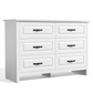 Farmhouse 6 Drawer Dresser for Bedroom, 47.2" Wide Double Dresser with Large Drawers, Wooden Chest of Drawers for Living Room, Hallway, Entryway, Nursery Room, White