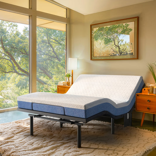 CHITOOMA Adjustable Bed Frame Twin XL with Wireless Remote Control, Adjustable Bed Base with Bed Nightlight and 2 USB Ports