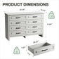 Farmhouse 8 Drawer Horizontal Dresser for Bedroom, Modern White Chest of Drawers Wood Storage Cabinet for Living Room, Hallway, Entryway, Nursery Room