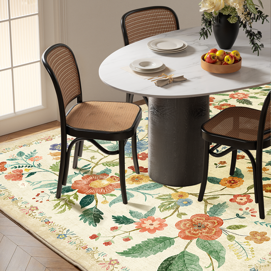 3'x5' Boho Area Rugs for Living Room, Machine Washable Stain Resistant Non-Shed Carpet, Area Rug with Non-Slip Backing for Bedroom, Dining Room, Dorm, Office