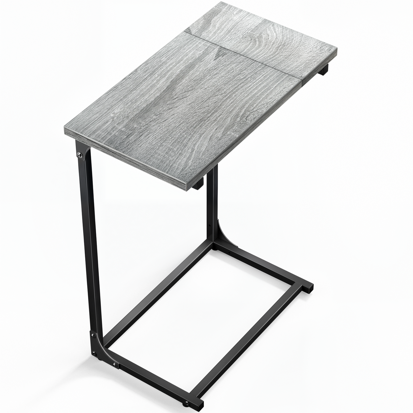 C Shaped Metal Couch End Table Tray Table, Widened Side Table Sofa Table Nightstand for Bedroom, Living Room, 27"(H) x 21.1"(W) x 11.4"(D), Grey