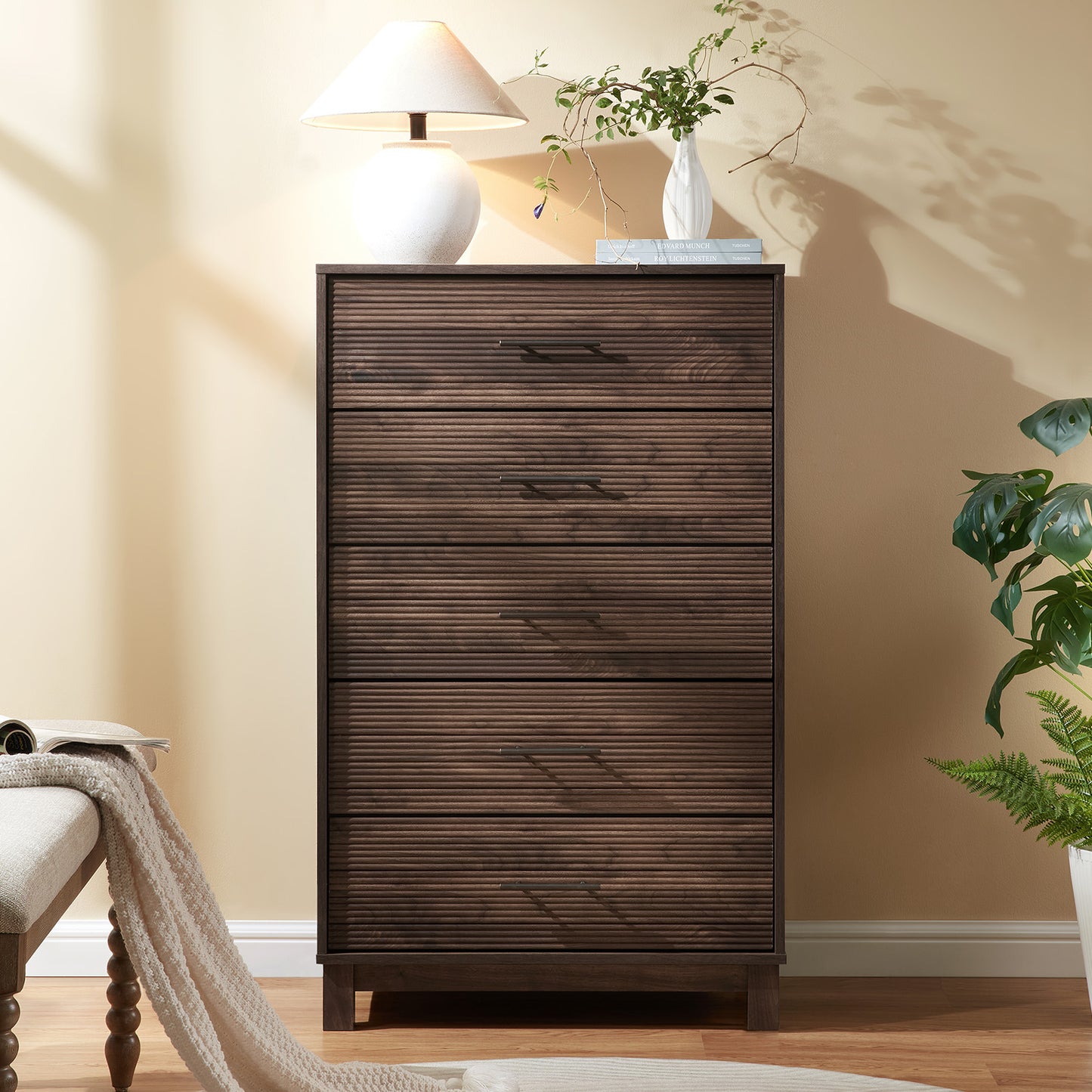 CHITOOMA 5 Drawer Dresser for Bedroom Modern Storage Tower for Closet, Hallway, Entryway, Nursery Room