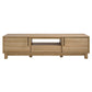 Mid-Century Modern TV Stand for 65″ TVs, Wood TV Console with Reeded 2-Door for Living Room, Nature