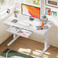 Kyspho 48'' x 24'' Electric Standing Desk with Drawer, Whole Piece Tabletop Height Adjustable Desk with USB Charging Ports, Sit Stand Desk with Storage for Home & Office White