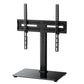 MountFTV Swivel Universal TV Stand Mount TV Stand for 27"-75" TVs Adjustable Height Table Top TV Stand Base Glass with Tray,Hold up to 100Lbs,Max 600x400mm