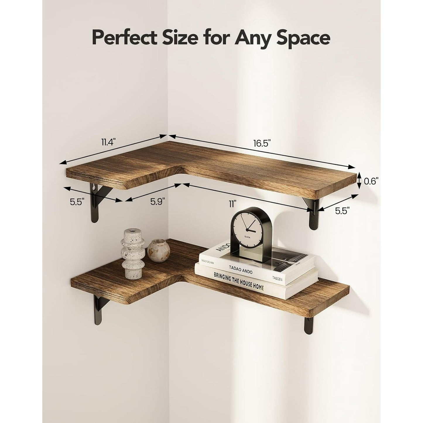 Set of 4 Corner Shelves Wall Mounted Wall Shelves Floating Shelves for Storage & Decor for Bedroom,Bathroom,Living Room,Kitchen,Laundry Room