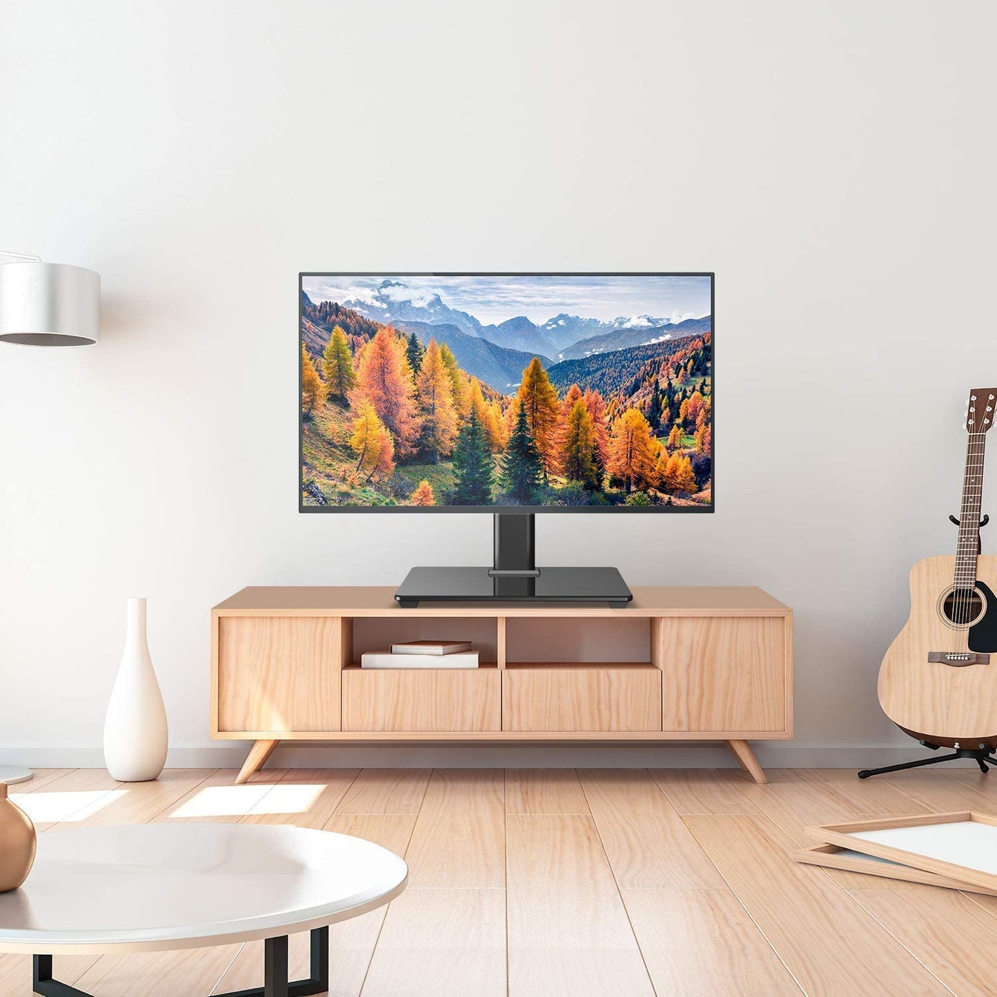 Universal TV Stand Table Top TV Base for 32 to 60 inch LCD LED OLED 4K Flat Screen TVs, Height Adjustable TV Stand Mount with Tempered Glass Base, Max 400x400mm,Holds up to 88lbs