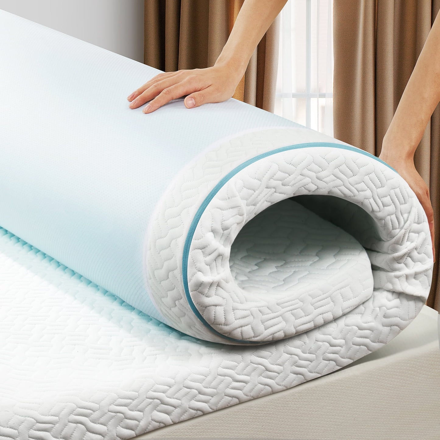 3 inch Non-Slip Design Gel Memory Foam Mattress Topper with Removable & Washable Cover for Cooling Sleep,Pressure Relief ,CertiPUR-US Certified - Twin XL