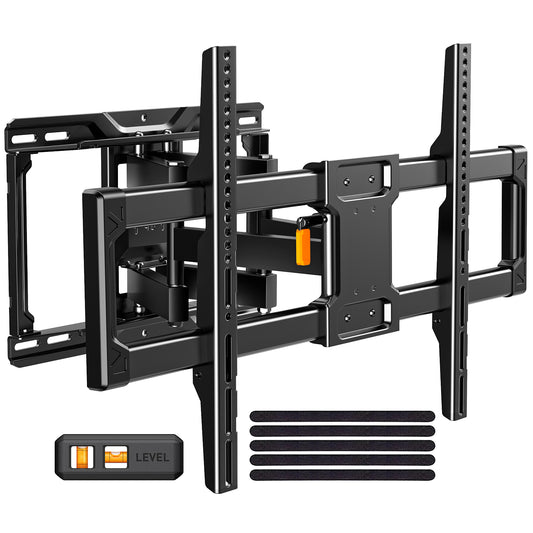MountFTV Full Motion TV Wall Mount Bracket with Tool-Free Tilt for 37-90 inch TVs, Max 600x400mm, Holds up to 132 lbs