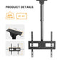 Full Motion Ceiling Mount TV Bracket for 26"-65" Flat TV, Holds up to 110 lbs, Mounting Holes 100x100mm to 400x400mm