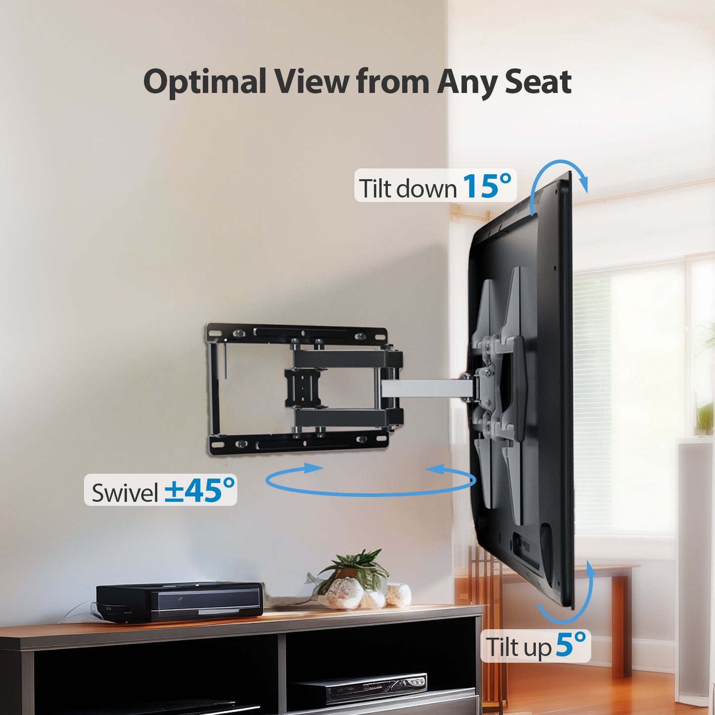 MountFTV Full Motion TV Wall Mount Bracket for Most 37-75 inch TVs with Dual Articulating Arms, Swivel, Tilt, Max 600x400mm, Holds up to 100 lbs
