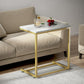 C-Shaped End Table Sofa Side Table for Couch Slide Under, White